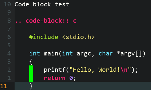 Example of code block highlighting